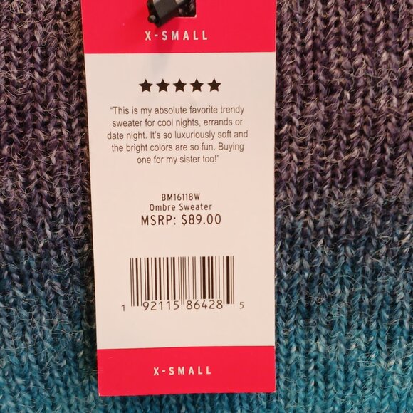 BB Dakota x Steve Madden Blue Stripe  Ombre Crewneck Sweater NWT  Size XS - Picture 15 of 15